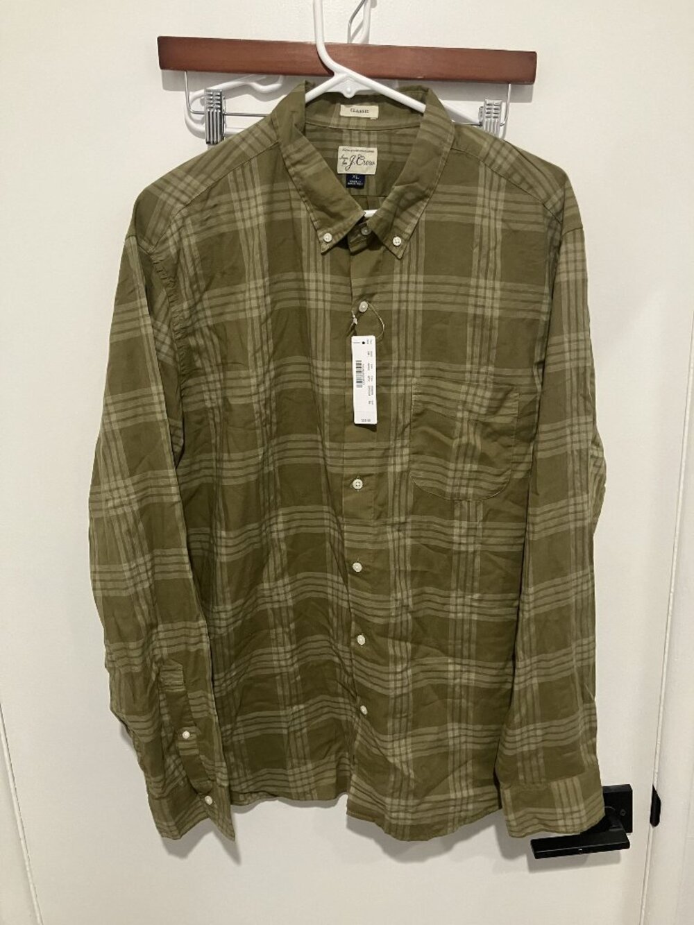 J.Crew Men's XL Olive Green Plaid Button Down Shirt Classic Fit Long Sleeve NWT
